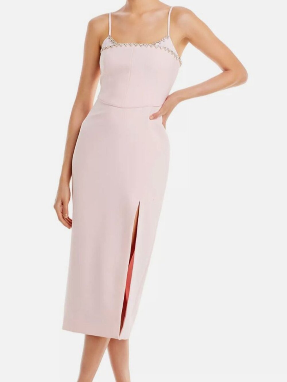 LIKELY Women's Pink Mauricio Rhinestone Embellished Slip Dress Size 8